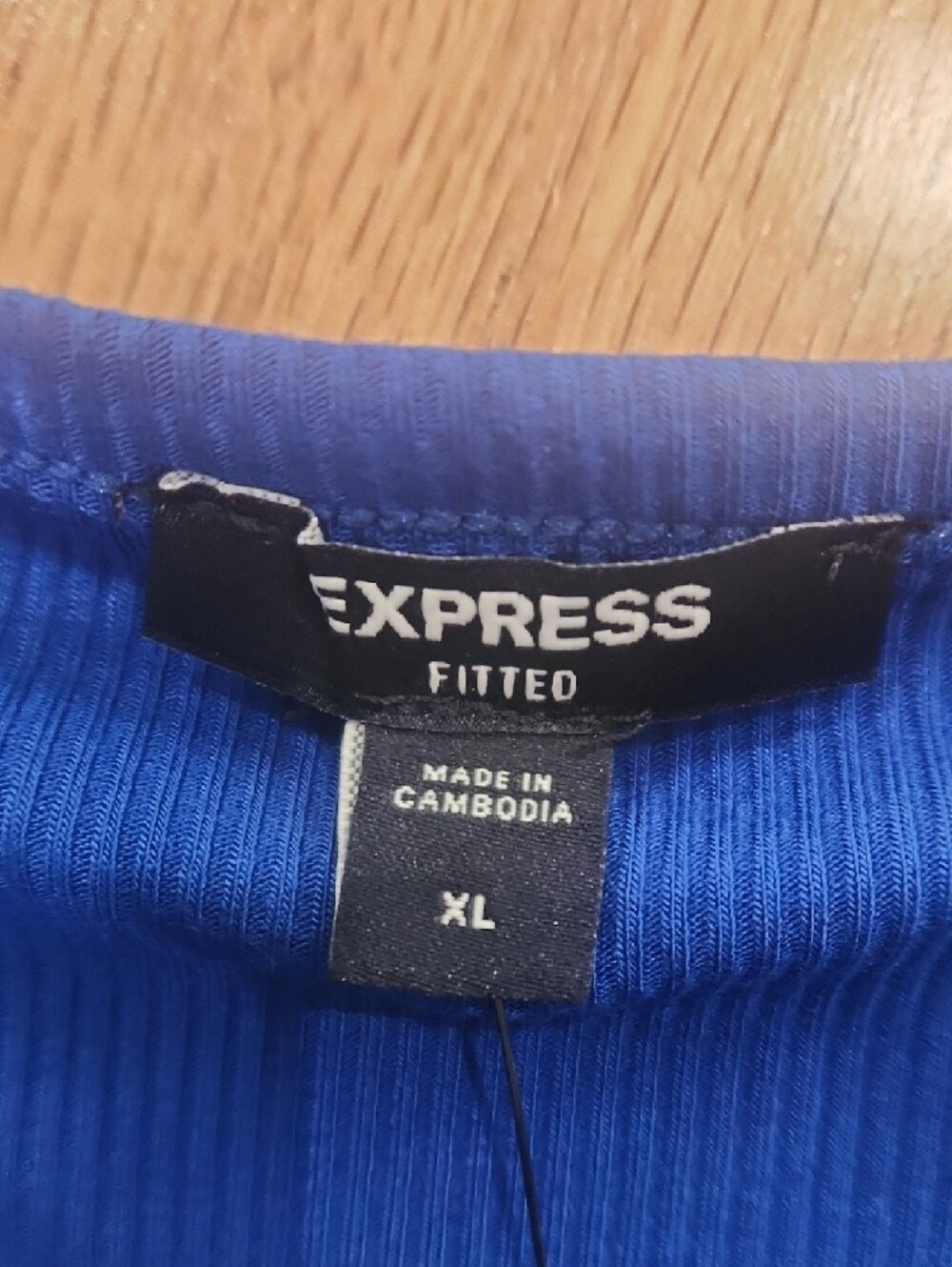 Express Fitted Ribbed Square Neck Crop Top Cobalt Blue XL NwT - Picture 5 of 16
